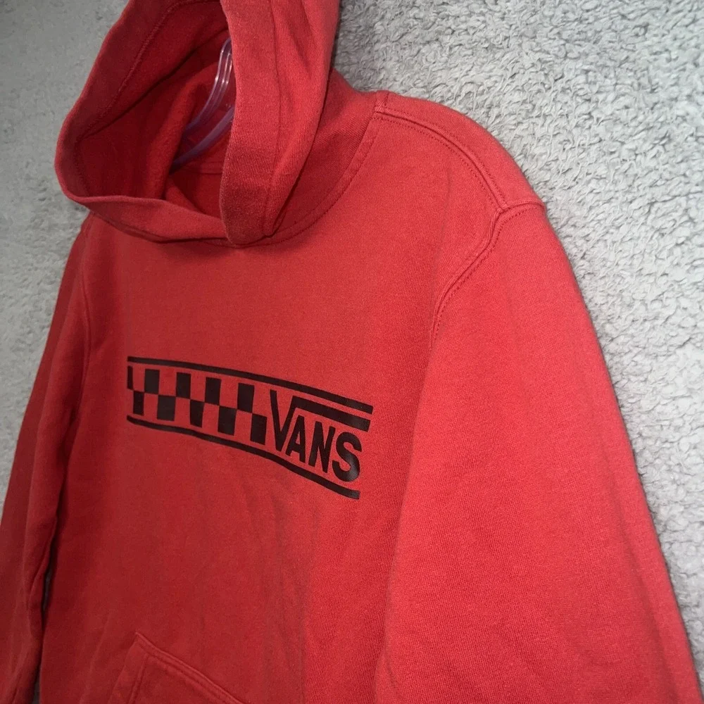 VANS Off The Wall‎ Hoodie Youth Size L Red Pullover Skateboarding Logo Sweater